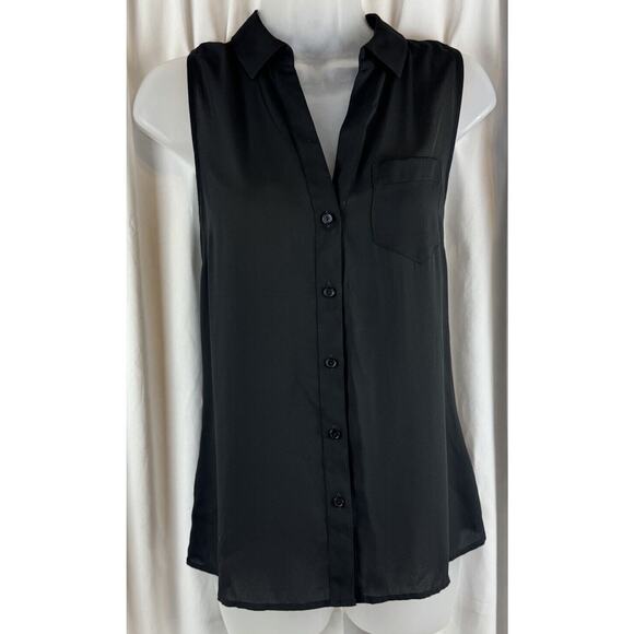 The LIMITED Ashton Collared Sleeveless Button Up Shirt, Black, Sz: S, 68-09 - Picture 1 of 13
